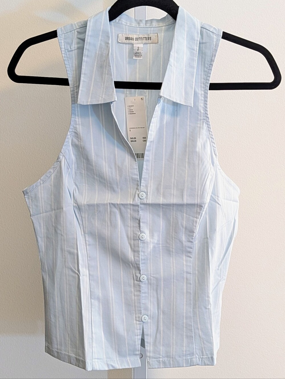 NWT Urban Outfitters Sleeveless Collared Top - Into the Gap (Light Blue) - Picture 4 of 5
